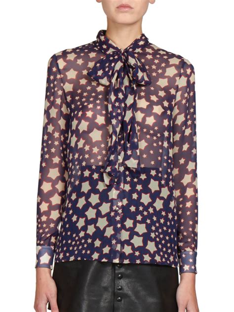 shirt in etamine printed with yves saint laurent stars|saint laurent tops for women.